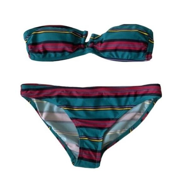 Converse One Star S Green Striped 2 Pc Bikini Set - Picture 1 of 7